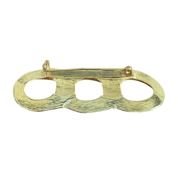 Vintage Brooch Gold Tone Cuban Chain Link Pin Brooch Women’s Costume Jewelry - Picture 3 of 3